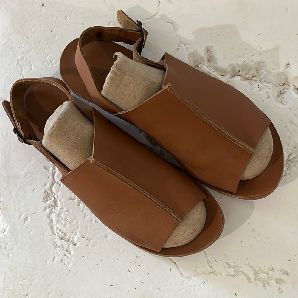 Greek sandals Women's Brown Leather Slingback Sandals - Picture 5 of 6